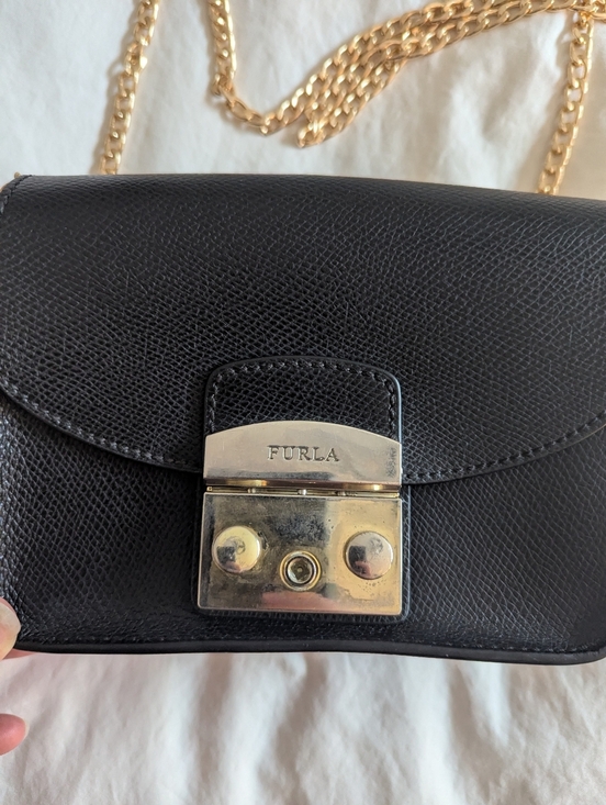 Furla Handbags - Furla Black Mini Crossbody Bag with Gold Hardware